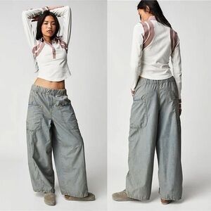 NWT Free People We The Free Shibuya Pull-On Wide-Leg Jeans In Athens Wash